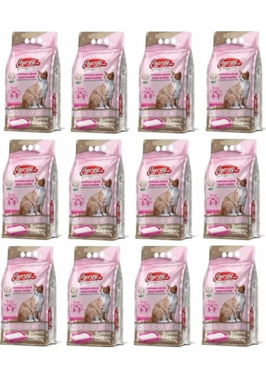 Energy Bebek Pudralı İnce Topaklaşan Bentonit Kedi Kumu 12 x 5 L
