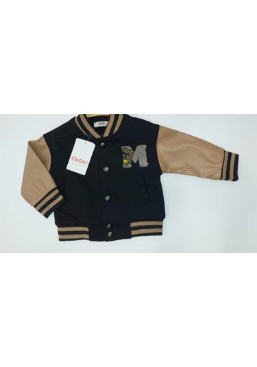 Erkek Bebek Kolları Deri Mevsimlik Kolej Mont-13478 Siyah