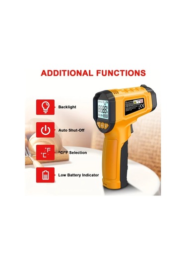 Boatshop1 Hytaıs Infrared Termometre Ts600 Yellow Hizli Okuma Temassiz Genis Sicaklik Araligi -50f 1112f Firin Ve Pisirme İcin