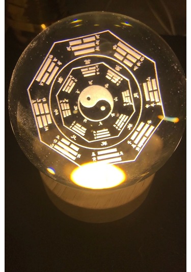 3d Led Işık Cam Küre Tek Renk Gece Lambası Yin Yan 8 Cm Mega Boy Çok Renkli