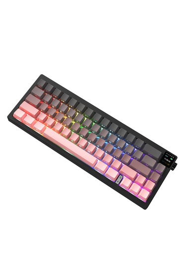 Ak650 Tft Ekranlı 3 Modlu Mekanik Oyun Klavyesi-5.000 Mah Batarya-gasket Tasarım - Pembe
