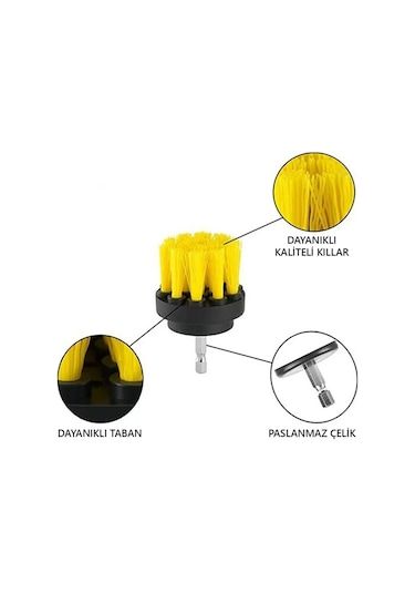 Matkap Ucuna Takılan 3 Lü Temizlik Fırça Seti Zorlu Kir Temizleme