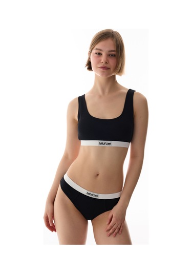 Penti Ribbed Bra Bikini Üstü Siyah