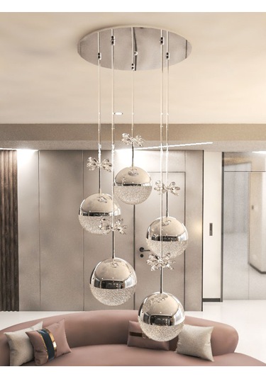 Solis Enerji Tasarruflu Modern Ve Lüks Gümüş 5'li Led Avize