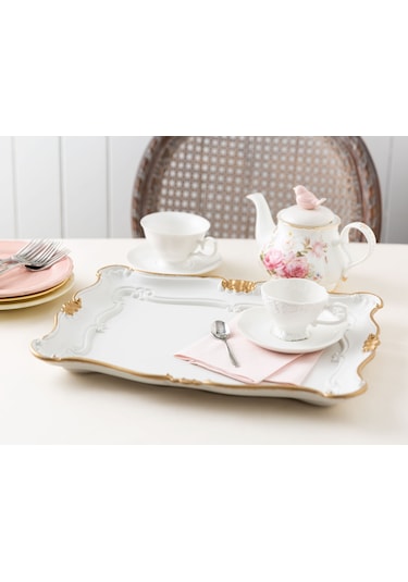 Madame Coco Camelote Varaklı Büyük Tepsi 1plse03243x34x9cm-soft Ekru