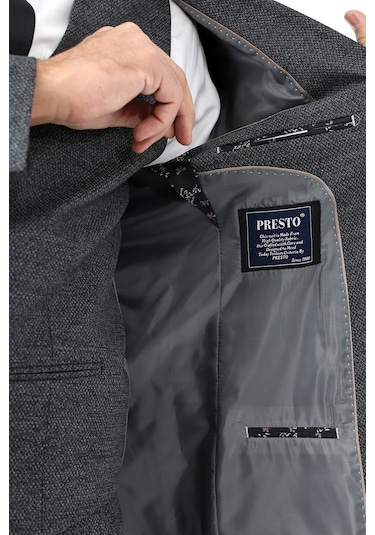 Presto Erkek Yelekli Slimfit Takım Elbise 6 Drop Siyah 790-001 Siyah
