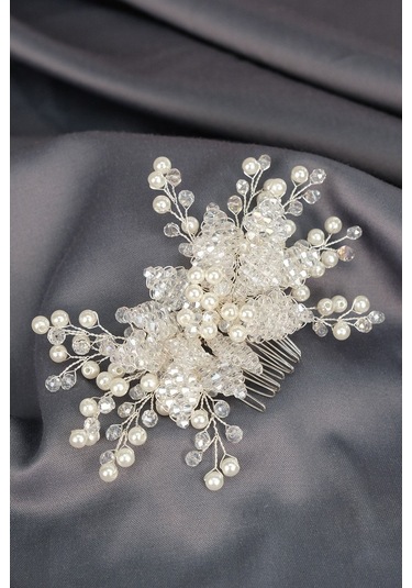 FdayAksesuar Kadın Gelinlere Özel Rigel Boncuklu Taraklı Toka Gelin Aksesuarı FRDY31601