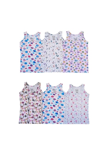 Tutku 6Lı Kız Çocuk Geniş Askılı Atlet Empirme Pamuklu Renkli