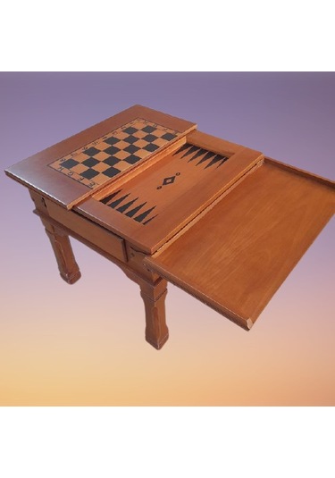 Orta sehpa SATRANÇ-TAVLA Küçük Kayın Lükens Aslan Ayak El yapım Yakarak nakış Kutuda sevk El Yapım