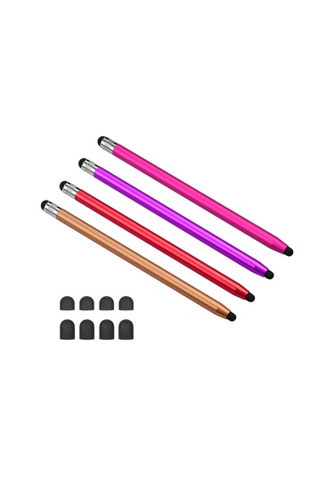 Singree 2si1 Evrensel Dokunmatik Kalem Tüm Tablet Telefonlar İçin 8 Yedek Uç 4 Renk Kırmızı Pembe Mor Altın