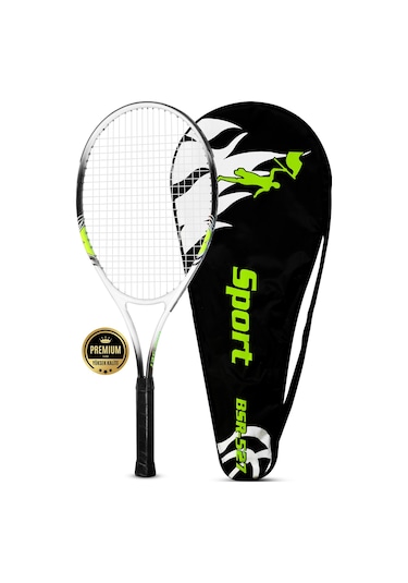 Deluxe 27 İnç Tenis Raketi Çantalı Yetişkin Tennis Racket L2 Grip 68 Cm Neon Sarı 527