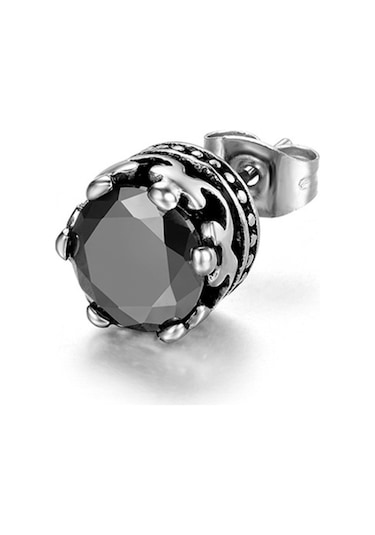 Chavin Siyah Tek Taş Çelik Erkek Küpe Ei96Sy Beyaz