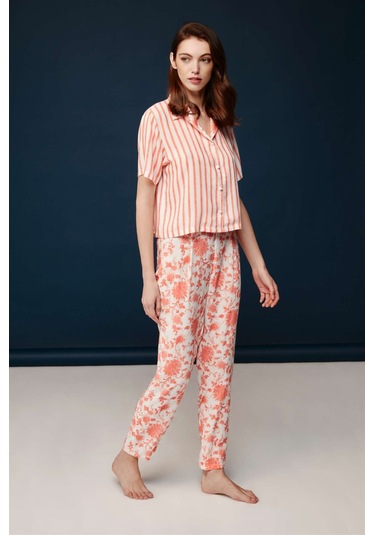 Bonnie&clyde - Kadın Somon Viskon Pijama Takımı SOMON