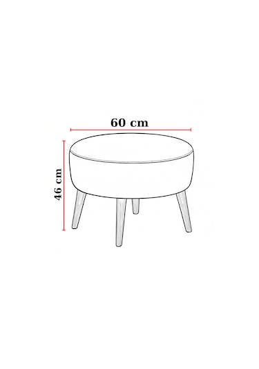 Large Büyük Yuvarlak Modern Puf - 60 Cm - Deri Kumaş - Acı Kahve
