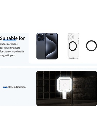 Pazly D13408w Manyetik Led Dolgu Işığı - Telefon Selfie Işığı Beyaz Beyaz