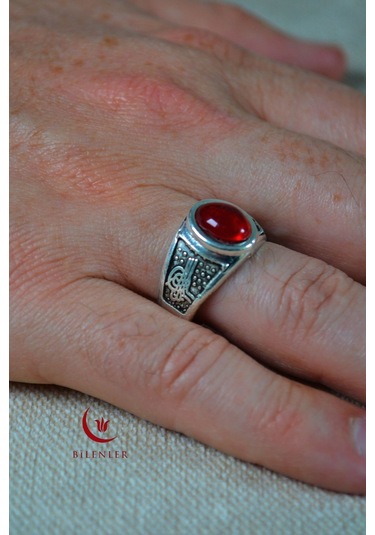 Erkek Tuğra Motifli Taşlı Metal Yüzük Uzun Ömürlü, Şık Tasarım 40 Lı Kutu Gümüş