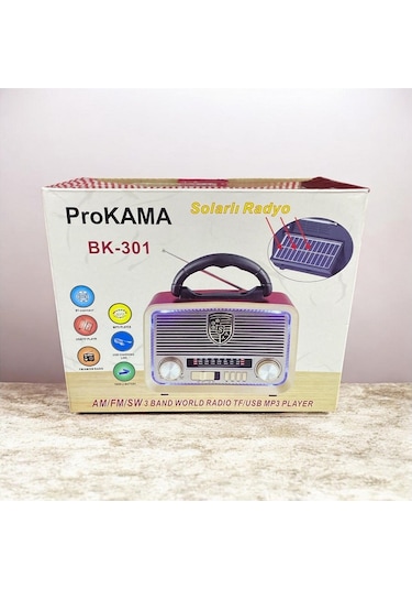 Güneş Panelli 19 Cm 3 Bant Nostajik Usb Bluetooth Radyo 3016