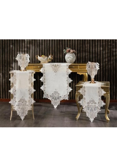 Hüma Keten 5 Parça Salon Takımı Krem Krem