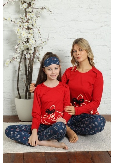 Alimer Kız Çocuk Bisiklet Yaka Uzun Kollu Pijama Takım Edy5157Uy