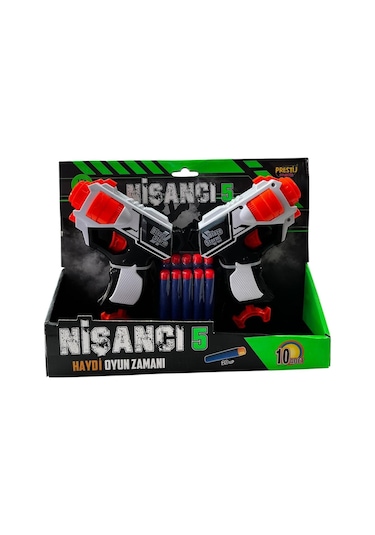 Nişancı Oyuncak Sünger Atan Dart Tabanca 2'li Set Eğitici Oyuncak