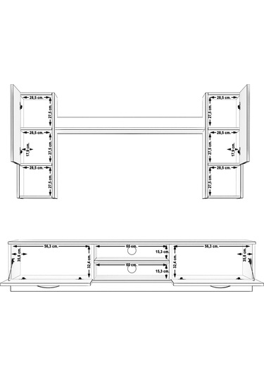 Decoraktiv Eko 5dab Mdf Dvd Tv Ünitesi Tv Sehpası Beyaz - Siyah Mermer