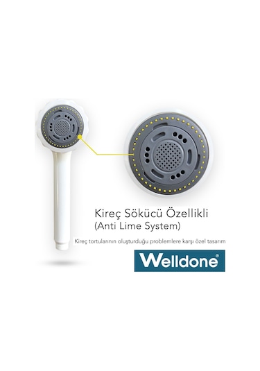 Welldone Prestij Mafsallı Duş Seti Beyaz