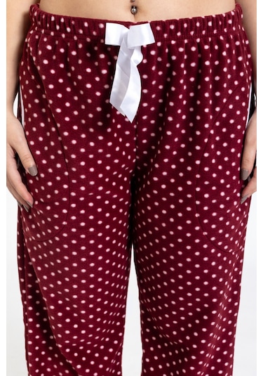 Kadın Polar Kışlık Eşofman Alt Waynap Polar Alt- Bordo