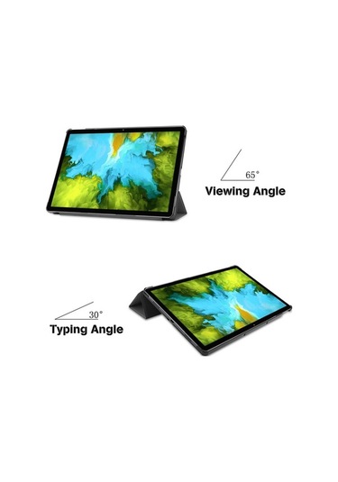 Sandwich Samsung Galaxy Uyumlu Tab S8 İçin 11'' Üç Katlı Korumalı Kılıf - Uyku/uyanma Fonksiyonu, 2 Açı Seçeneği, Siyah Kapaklı Kapaklı Kılıf