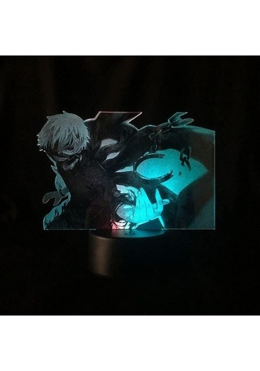 Goldenqian Tokya Ghonl Anime 3d Gece Lambası Boy Için 16 Renk Kız Odası Dekor Illusion Led Lamba Usb Manga Ken Kaneki Şekil Uygun Çocuklar Hayranlar Yılbaşı Hediyeleri 1x658c Siyah