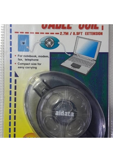 Aidata Makaralı Rj-11 Telefon Kablosu 2.7 Metre - Makarali 2 7