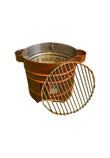 21 Cm 3 Kapaklı Bakır Boyalı Yuvarlak Mangal