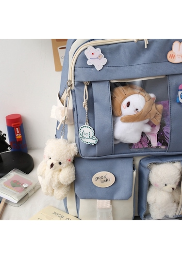 Sımıcg Öğrencinin Beş Parçalı Büyük Kapasiteli Okul Çantası Mavi