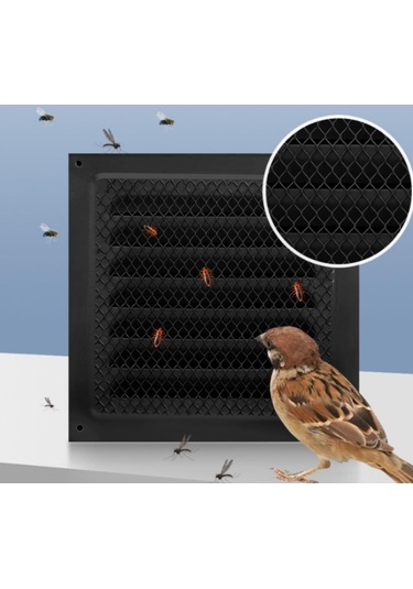 Yaleker 2 Adet 150x150mm Siyah Alüminyum Louvre Vantiliasyon Izgarası - Dış Cephe, Garaj, Tavanlar İçin Böcek Ağı Eşliğinde