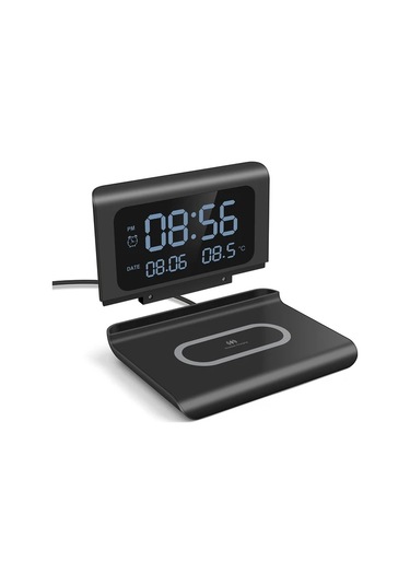 Motion003 Kablosuz Şarj Özellikli Beyaz Çıkarılabilir Basit Çalar Saat İphone 16 15 14 13 Samsung S24 S23 S22 Uyumlu