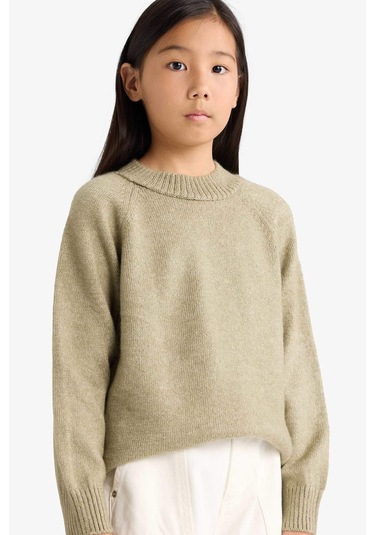 Defacto Kız Çocuk Bisiklet Yaka Triko Kazak F2755a825wngn1110 Yeşil