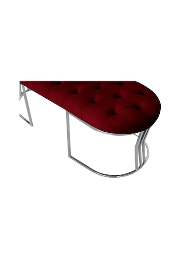 VİEGO SILVER BORDO-Kapitoneli Model Puf&Bench&Koltuk-Oturak-Uzun Makyaj Puff-Yatak Odası Ucu&Önü