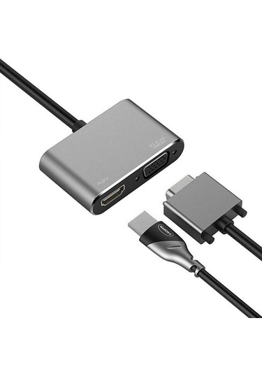 Usb Type-c To Hdmi + Vga Görüntü Çevirici Dönüştürücü 4k Destekli