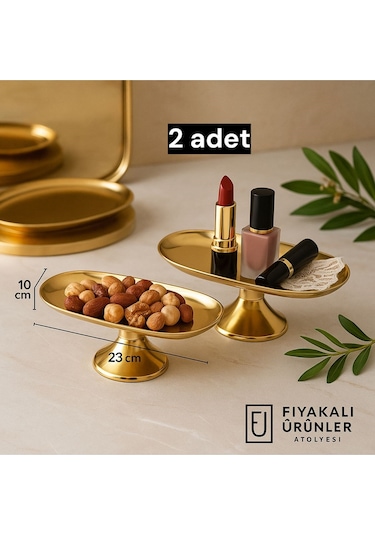10x23 Cm Ayaklı Kayık Gold Sunumluk,çerezlik,kahvaltı Tabağı,sunum Tabağı,kozmetik,takı Tabağı Gold