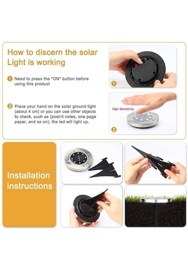Sones Adet 12 Led Güneş Enerjili Gömülü Işık Yer Altı Lambası Ip65 Su Geçirmez Açık Bahçe Sokak Lambası Beyaz Işık