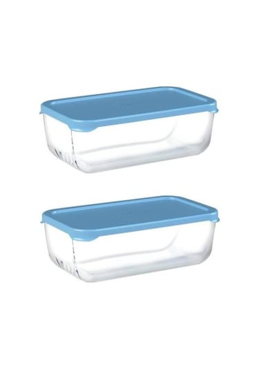 Paşabahçe 53743 Snow Box Kapaklı Cam Saklama Kabı Mavi 2 Adet