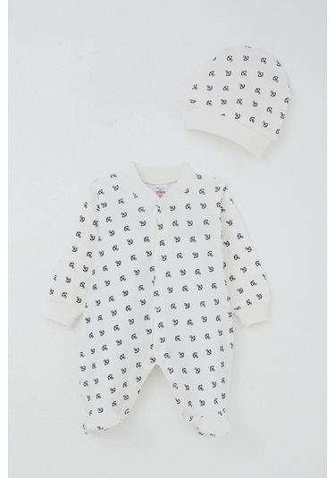 Breeze Erkek Bebek Patikli Tulum Deniz Temalı Çapa Desenli 0-6 Ay, Ekru Ekru
