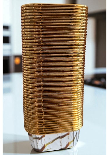 50'li Gold Muffin Kek Ve Sufle Kapsülü Desenli Cupcake Pişirme Kalıbı 8cm Gold