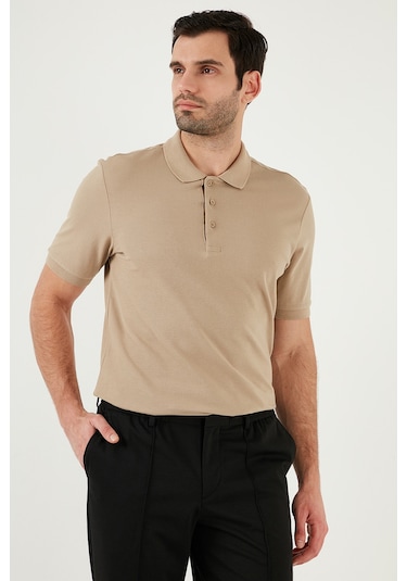 Buratti Pamuklu Regular Fit Düğmeli Erkek Polo Yaka T Shirt 5902127 Vizon