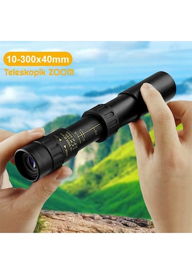 Triline 10-300x40mm Zoom Monoküler Teleskop Taşınabilir Dürbün Siyah