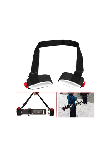 Shineyee Erkek Bayan Kayak Taşıma Kemerleri Nilon Materyalli 57-107 Cm Uzunluk Ayarlanabilir Siyah Renk Siyah