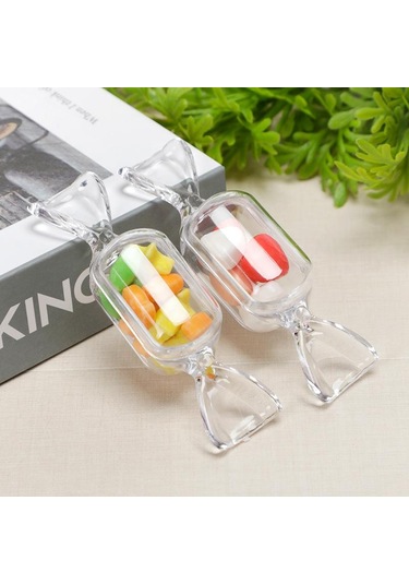 10 Adet/set Mini Plastik Şeffaf Şeker Kutusu Düğün Bebek Partisi Dekorasyonu İçin Sevimli Şeker Şeklinde Saklama Kabı Pembe