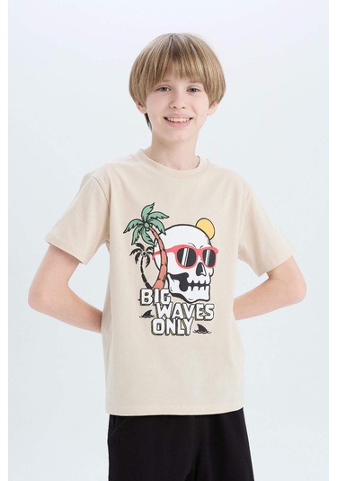 DeFacto Erkek Çocuk Pijama Takımı Baskılı Kısa Kollu Üst Şort E0159A825SMBG186