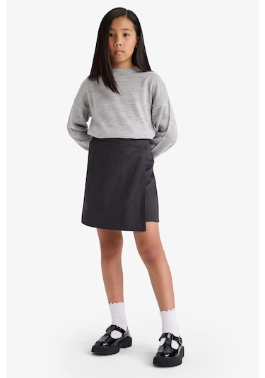 Defacto Kız Çocuk Okula Dönüş Gabardin Etek F1434a825auar213 Antrasit
