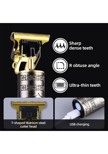 T9 Vintage Profesyonel Elektrikli Kablosuz Saç Kesici Tıraş Makinesi Erkekler İçin