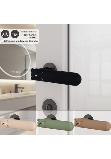 Yifomall Kompakt Kalın Silikon Kasa Kolu Koruması - Banyo/pencere Uyumlu, Çarpma Önleyici, Kartoon Desenli Kahve, 1 Adet Diğer